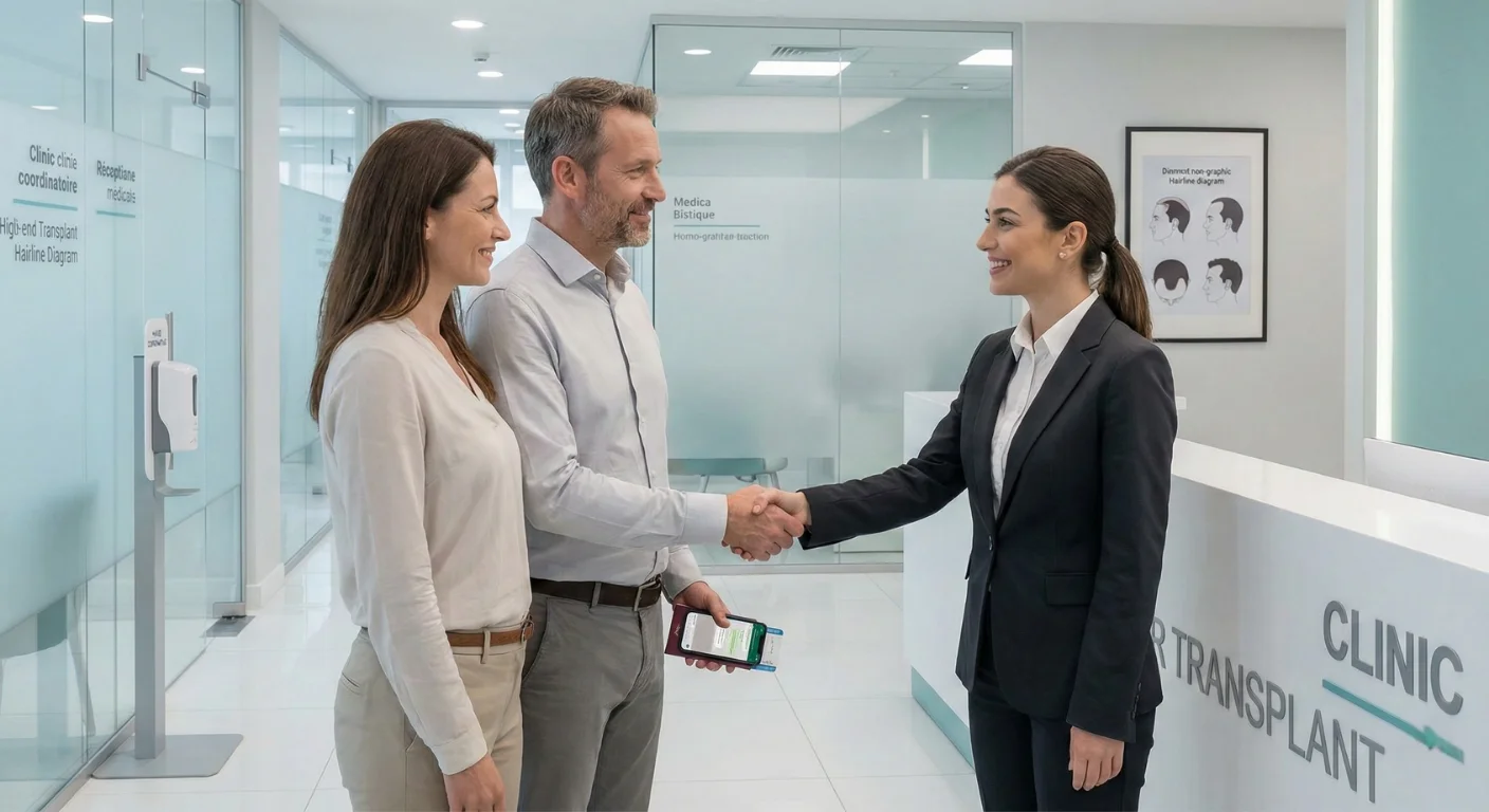 Infographie comparative greffe de cheveux Belgique vs Turquie. À gauche, l'Atomium et les coûts élevés en Belgique ; à droite, les forfaits médicaux tout compris et abordables en Turquie.